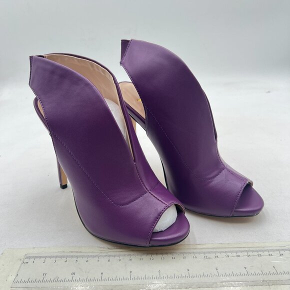 YDN Purple Chic Slingback Peep Toe Stiletto High Heel Ankle Boots Cutout Sandals - Picture 4 of 8